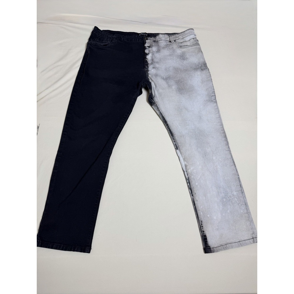 Kenneth Cole Men's 46X30 Half Bleached Stretch Jeans Baggy Skater Streetwear